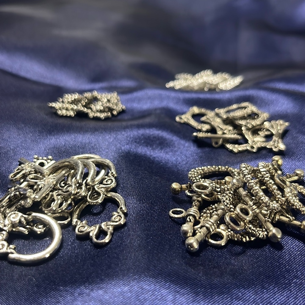 Jewelry Making Accessories Bundle, Silver toned